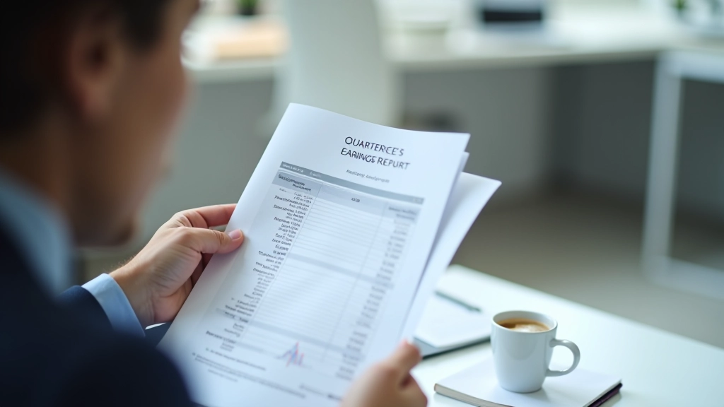Person holding quarterly earnings report with performance metrics visible